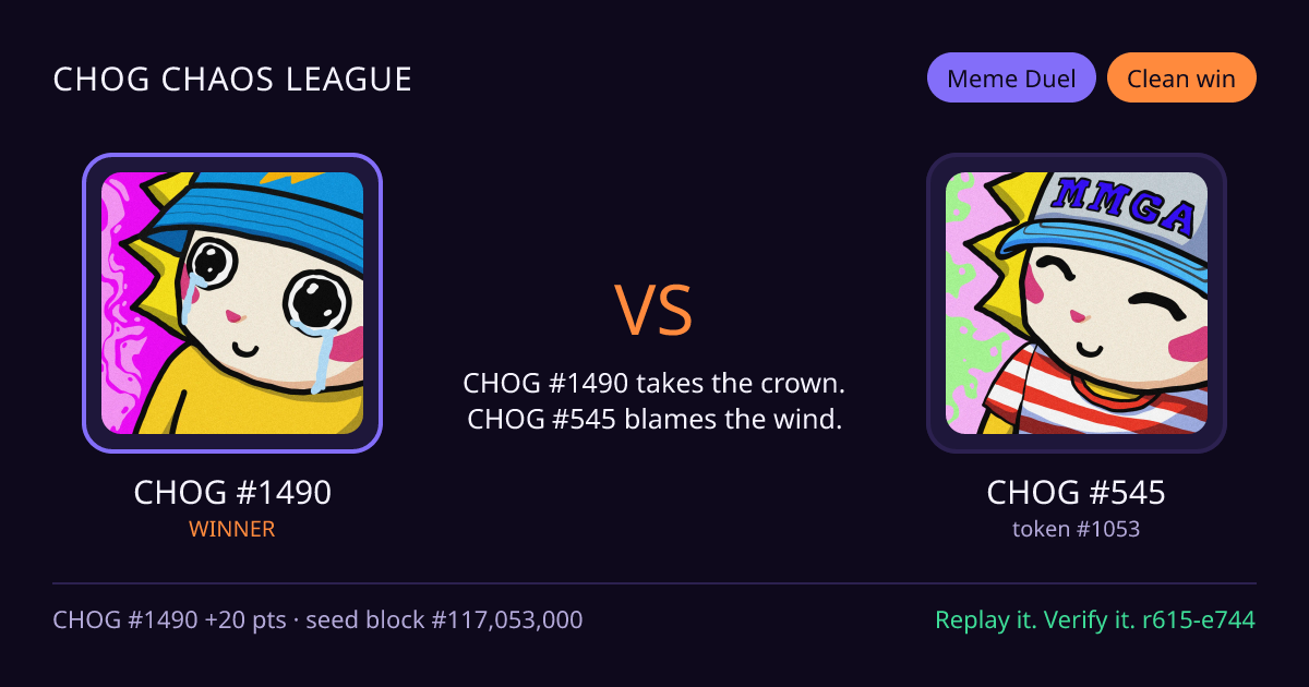 Highlight card: CHOG #1490 versus CHOG #545