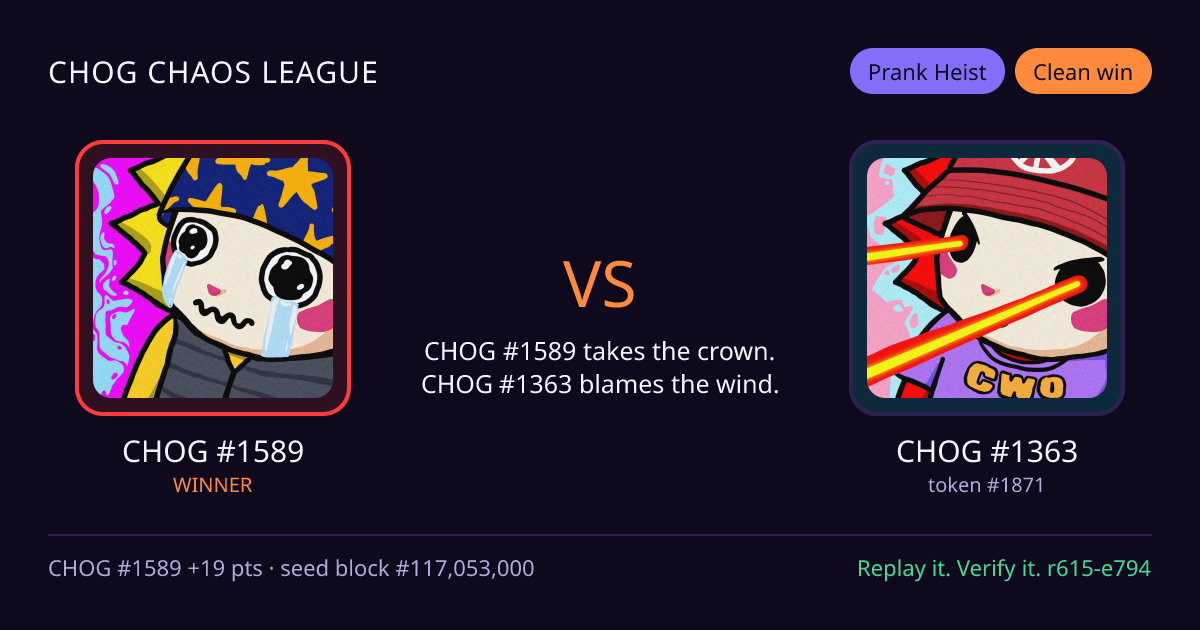 Highlight card: CHOG #1589 versus CHOG #1363