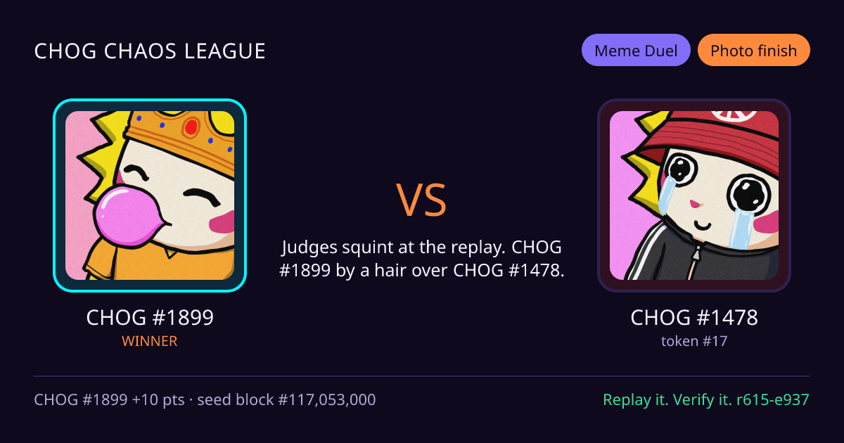 Highlight card: CHOG #1899 versus CHOG #1478
