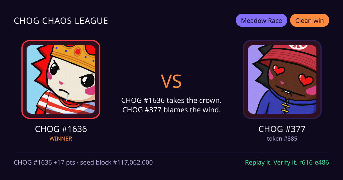 Highlight card: CHOG #1636 versus CHOG #377