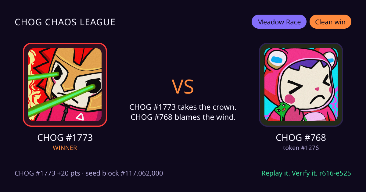 Highlight card: CHOG #1773 versus CHOG #768