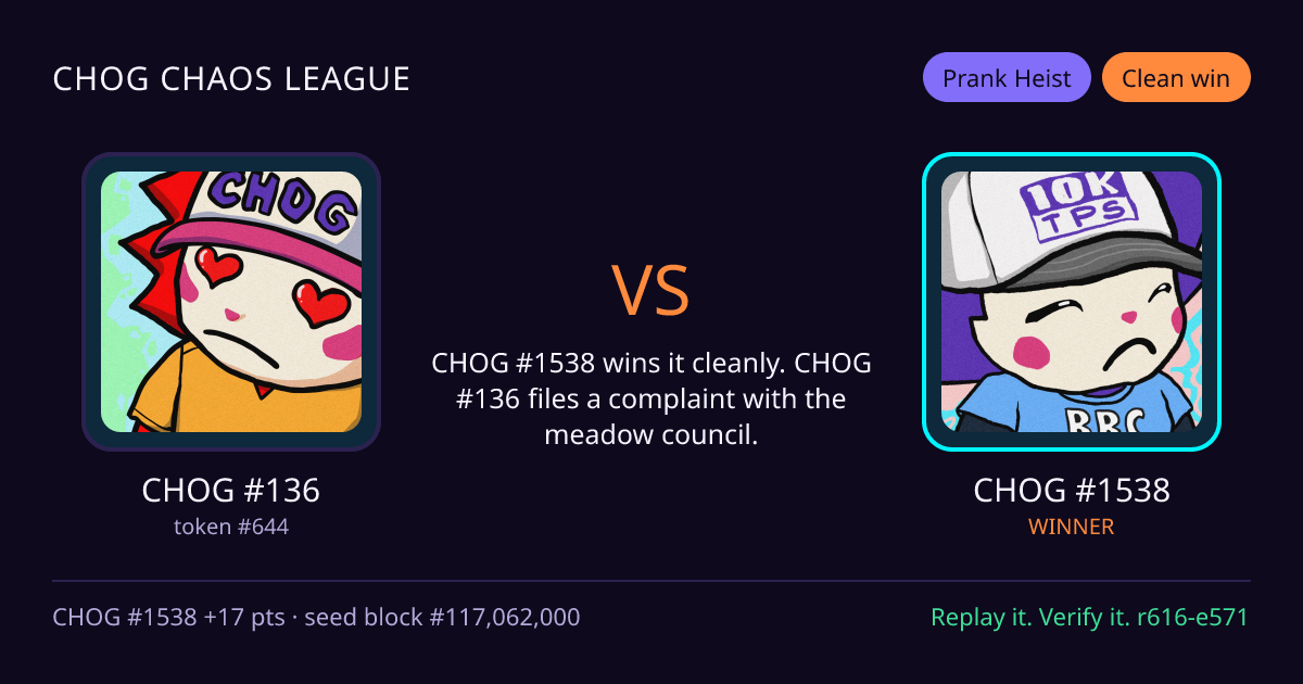 Highlight card: CHOG #136 versus CHOG #1538