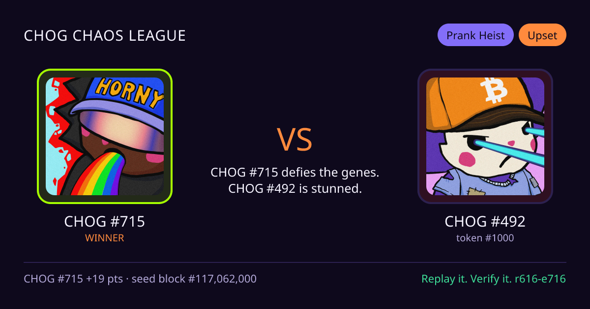 Highlight card: CHOG #715 versus CHOG #492