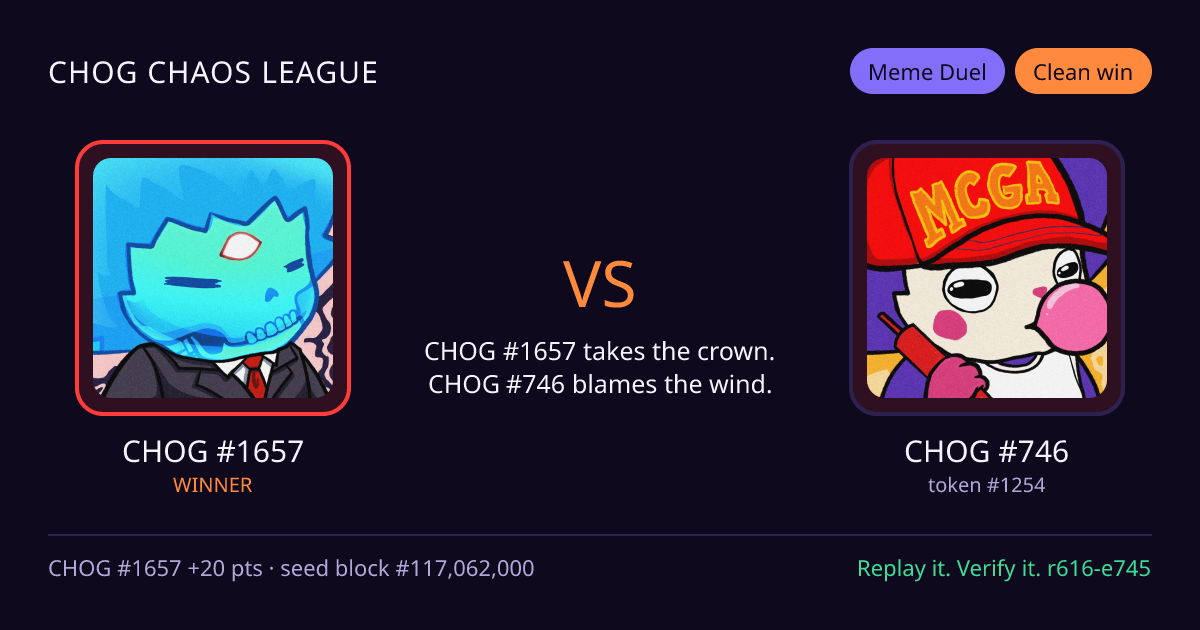 Highlight card: CHOG #1657 versus CHOG #746