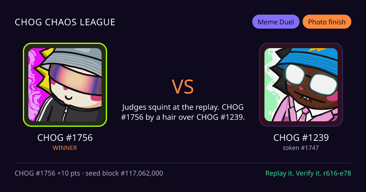Highlight card: CHOG #1756 versus CHOG #1239