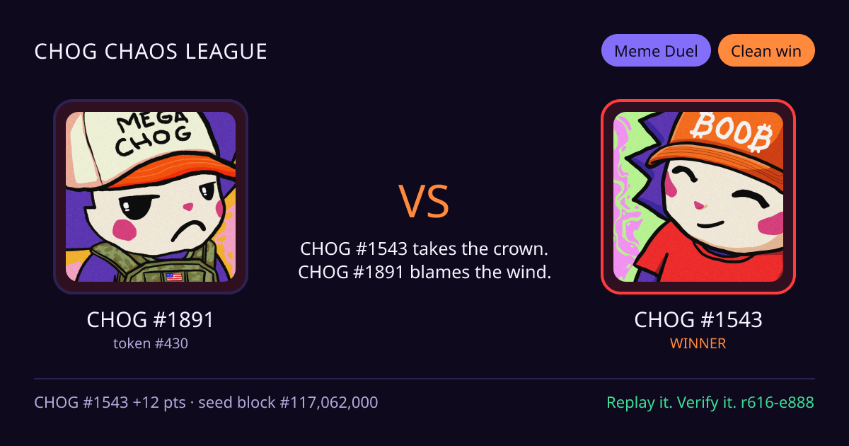 Highlight card: CHOG #1891 versus CHOG #1543