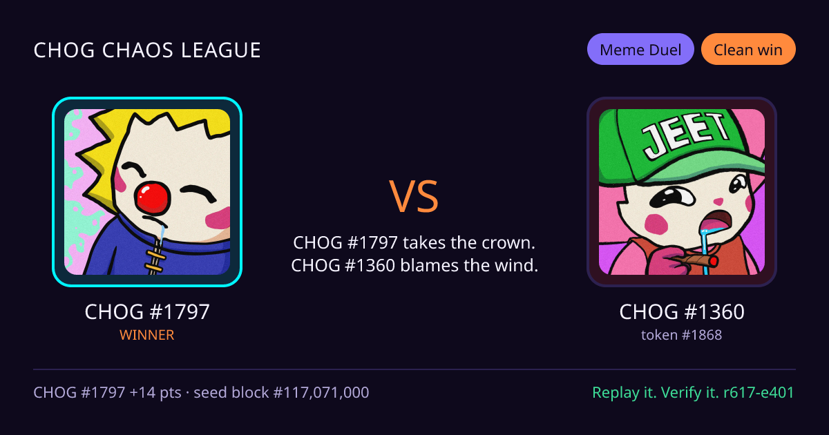 Highlight card: CHOG #1797 versus CHOG #1360