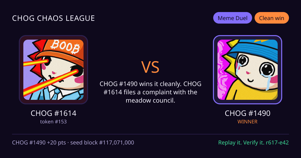 Highlight card: CHOG #1614 versus CHOG #1490