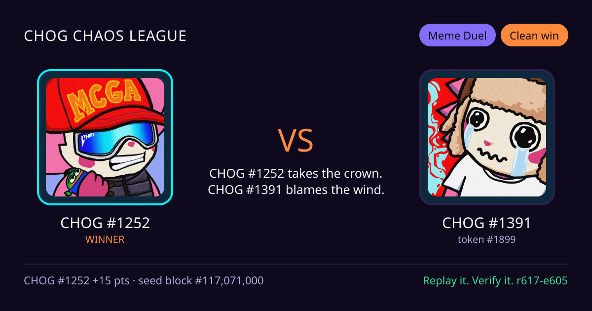Highlight card: CHOG #1252 versus CHOG #1391