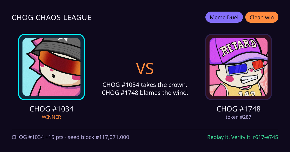 Highlight card: CHOG #1034 versus CHOG #1748