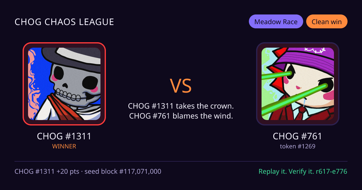 Highlight card: CHOG #1311 versus CHOG #761
