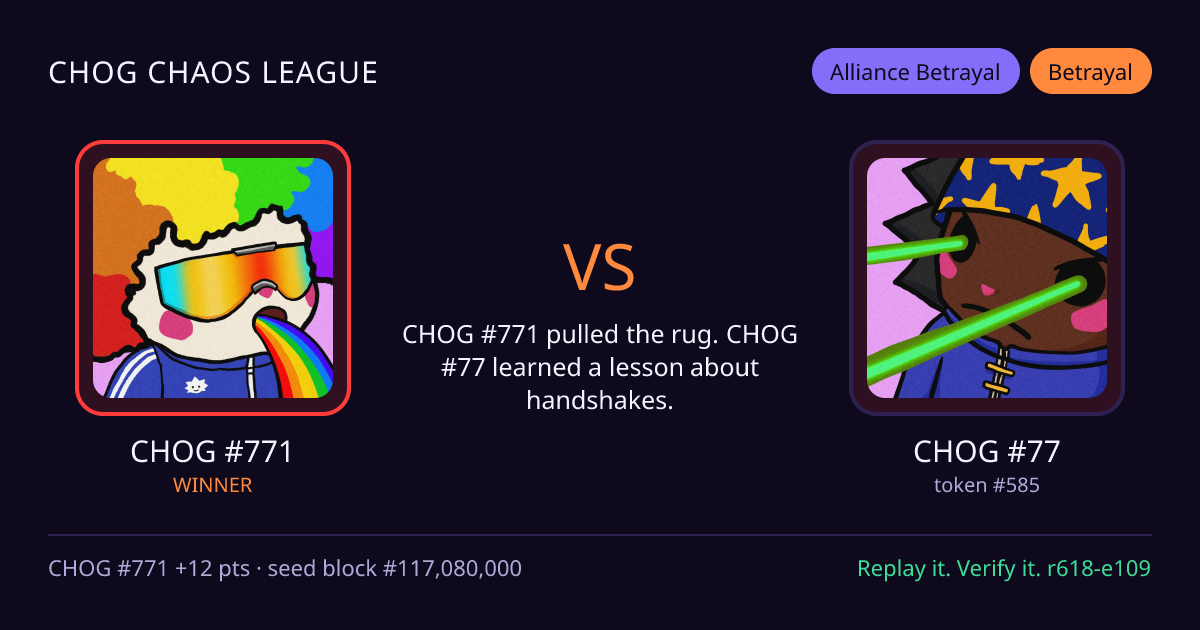 Highlight card: CHOG #771 versus CHOG #77