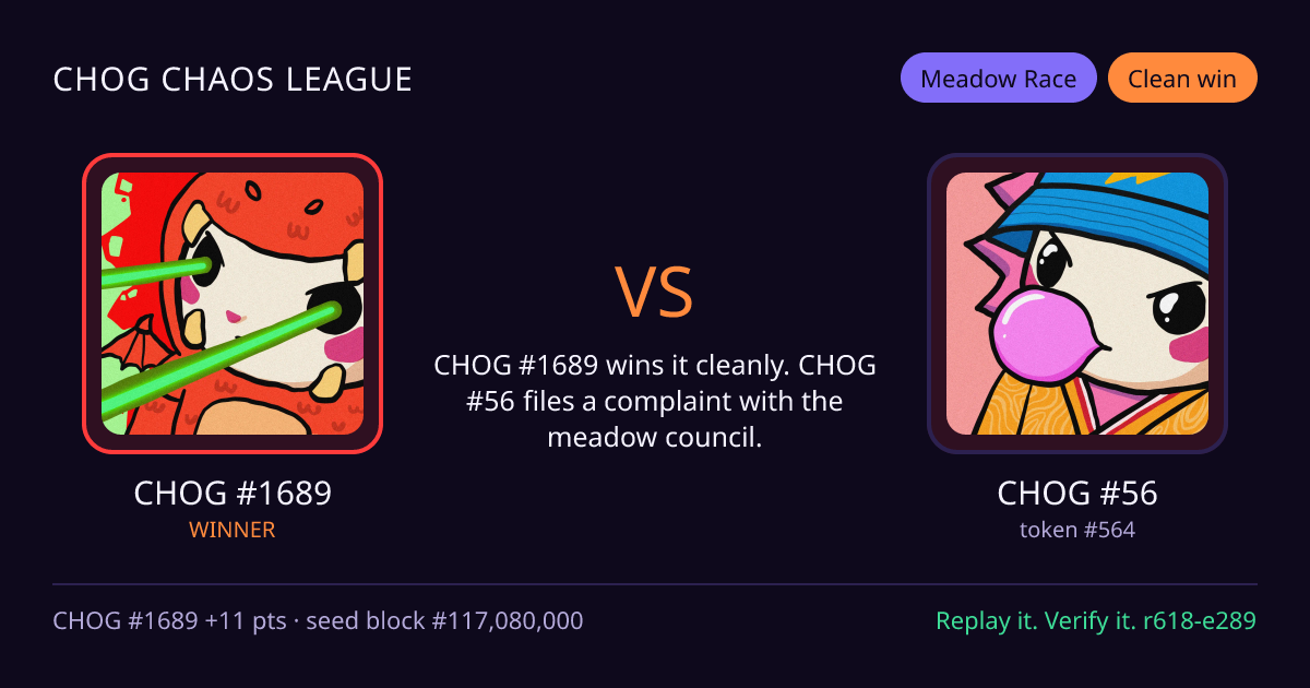 Highlight card: CHOG #1689 versus CHOG #56