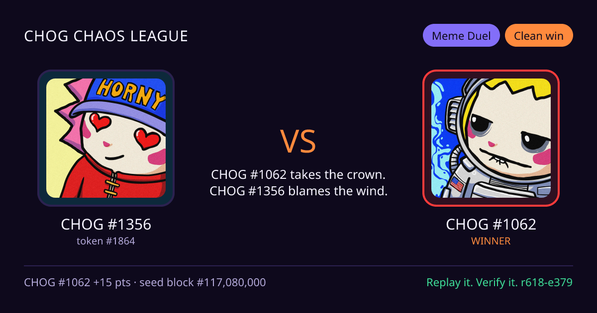 Highlight card: CHOG #1356 versus CHOG #1062