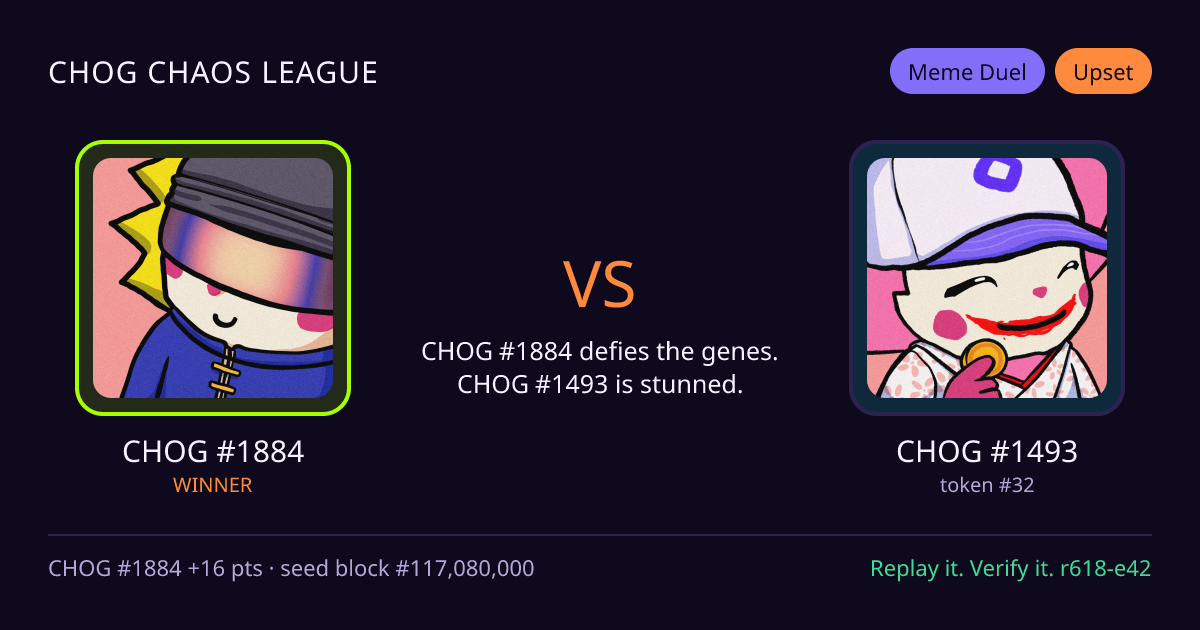 Highlight card: CHOG #1884 versus CHOG #1493