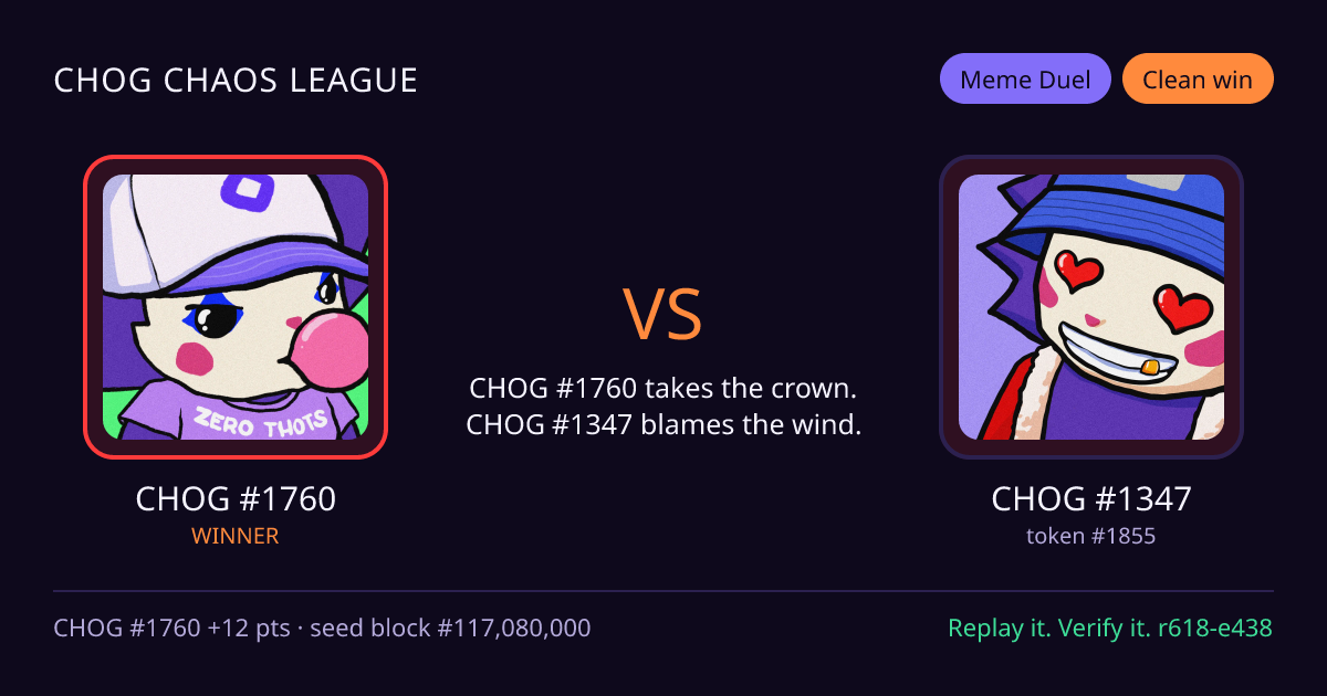 Highlight card: CHOG #1760 versus CHOG #1347