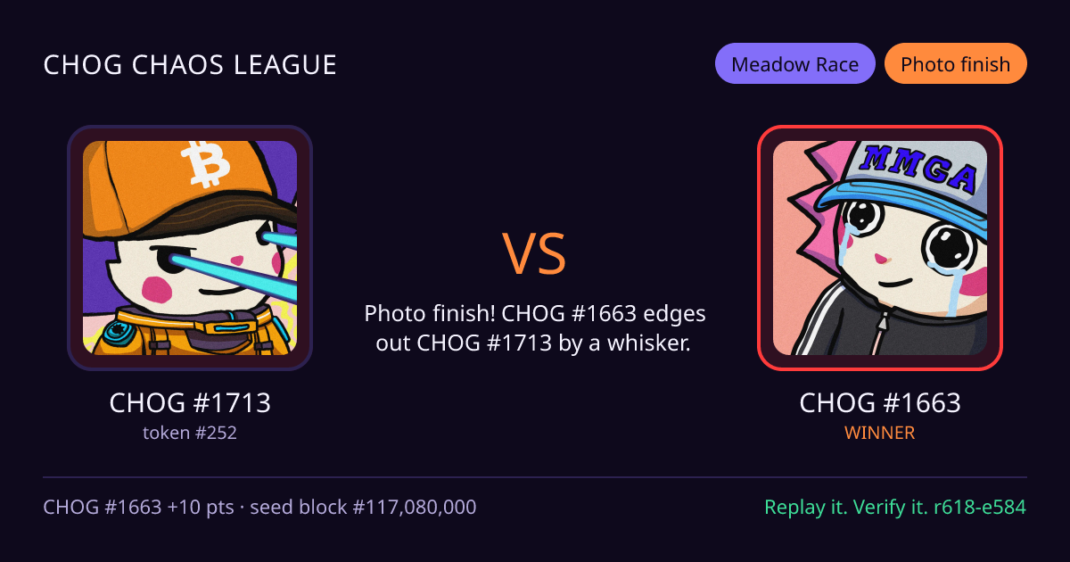 Highlight card: CHOG #1713 versus CHOG #1663