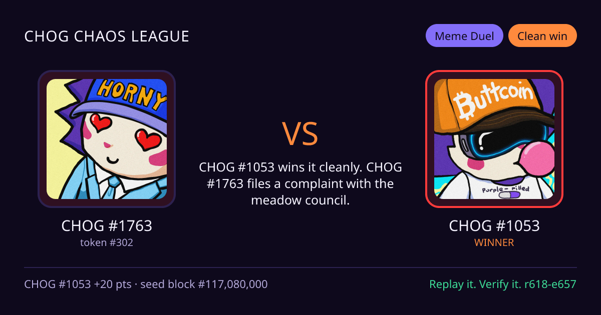 Highlight card: CHOG #1763 versus CHOG #1053