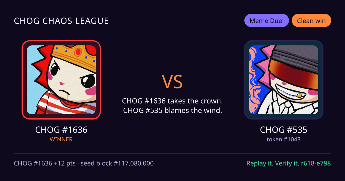 Highlight card: CHOG #1636 versus CHOG #535