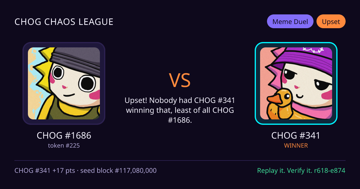 Highlight card: CHOG #1686 versus CHOG #341