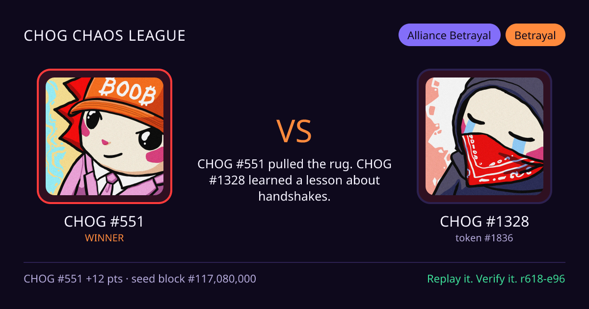 Highlight card: CHOG #551 versus CHOG #1328