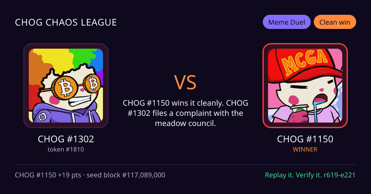 Highlight card: CHOG #1302 versus CHOG #1150