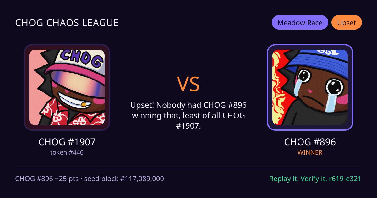 Highlight card: CHOG #1907 versus CHOG #896