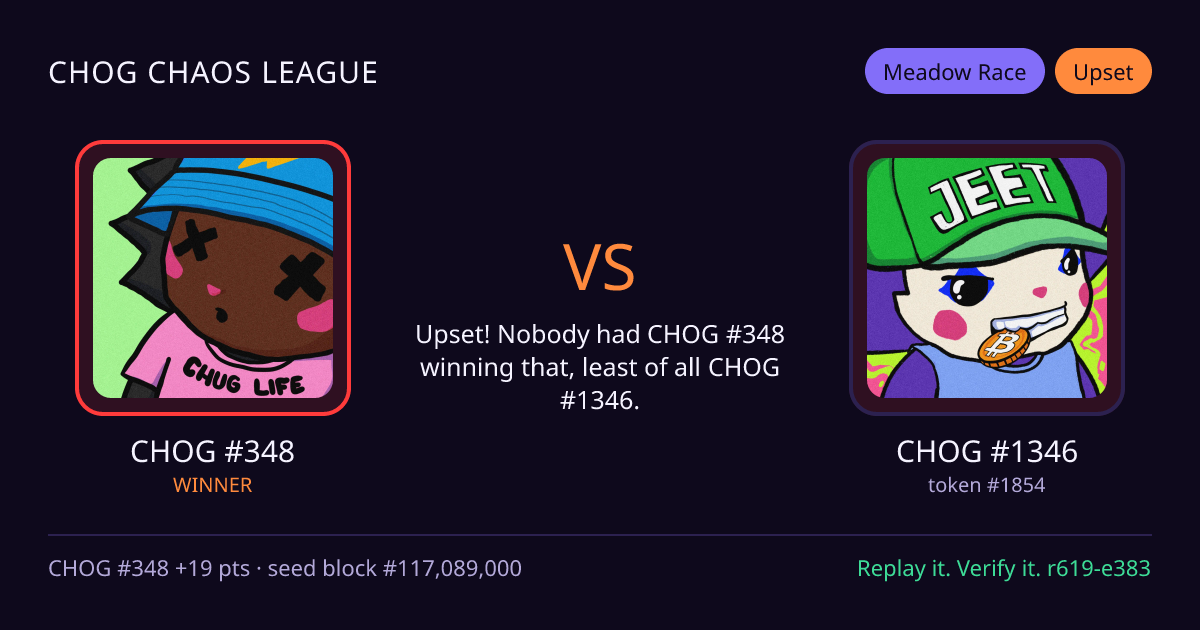 Highlight card: CHOG #348 versus CHOG #1346