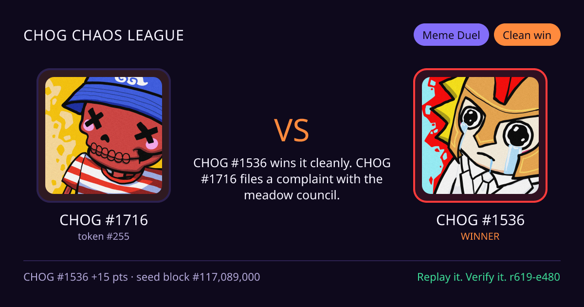 Highlight card: CHOG #1716 versus CHOG #1536