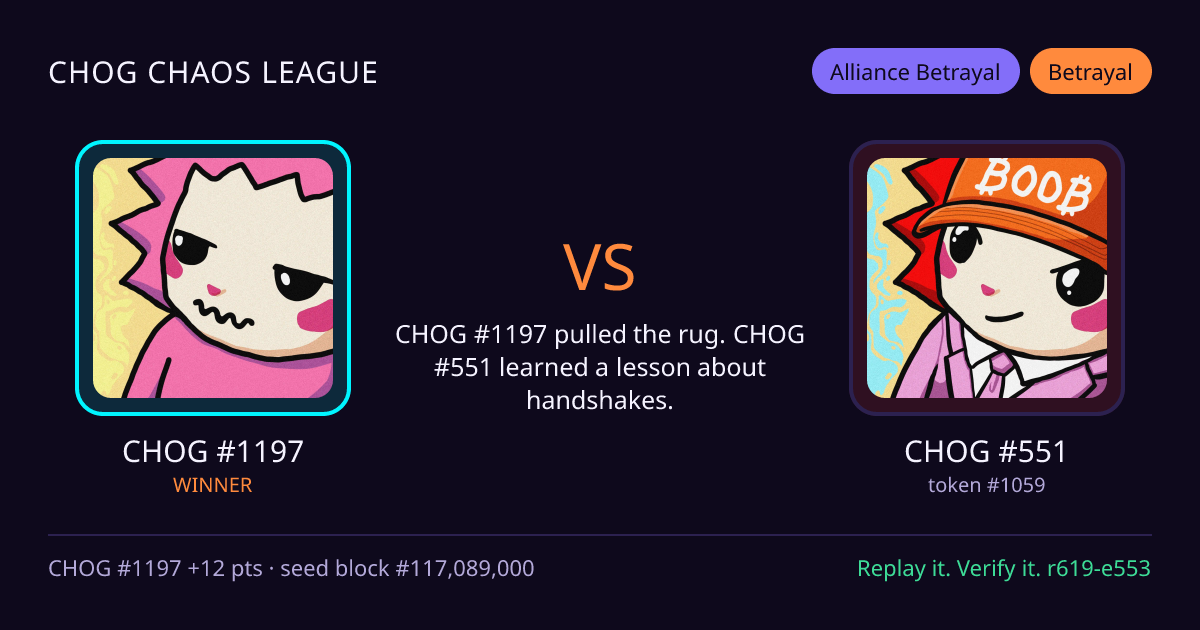 Highlight card: CHOG #1197 versus CHOG #551