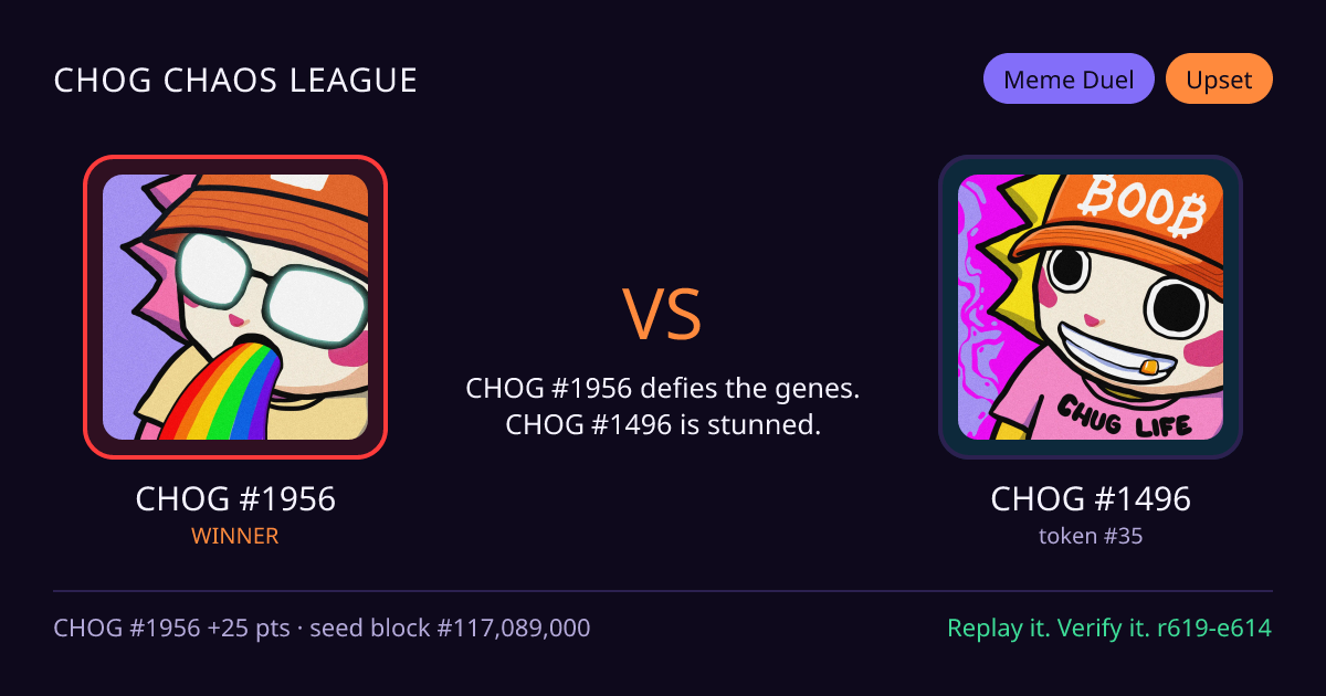 Highlight card: CHOG #1956 versus CHOG #1496