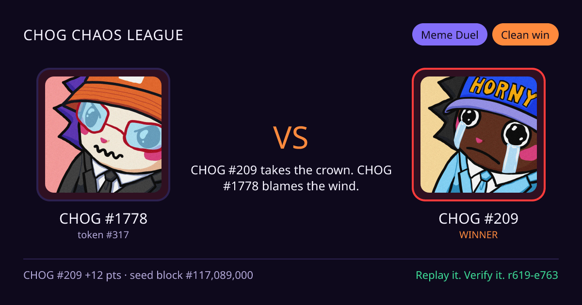 Highlight card: CHOG #1778 versus CHOG #209