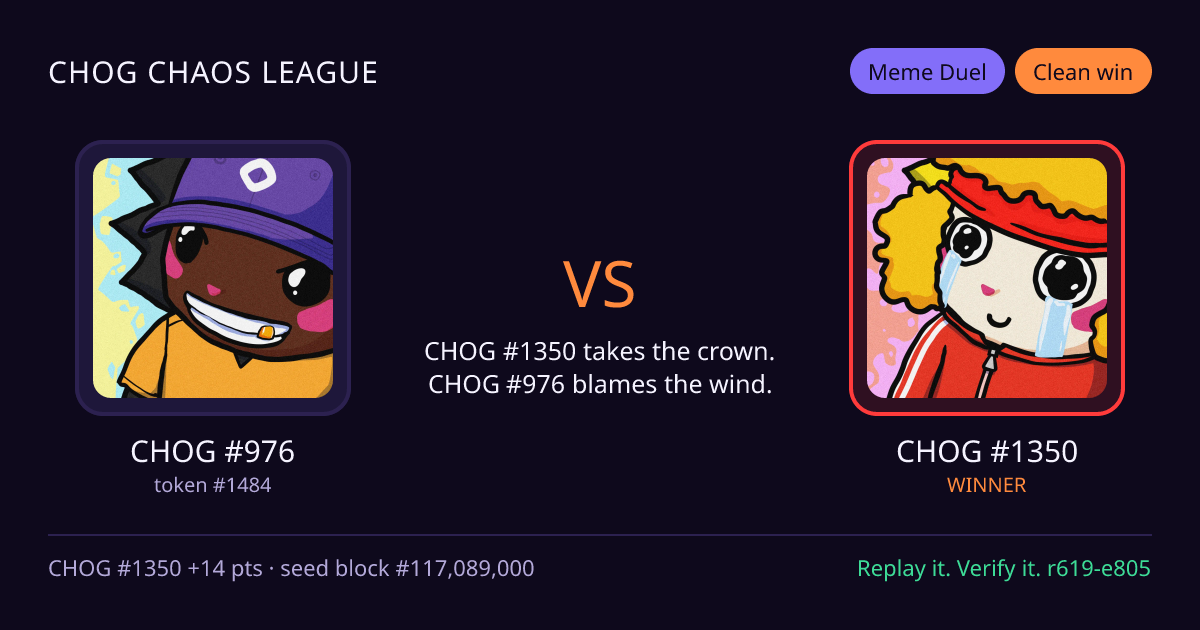 Highlight card: CHOG #976 versus CHOG #1350