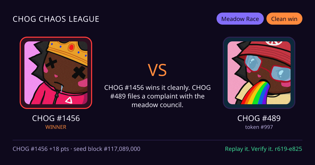 Highlight card: CHOG #1456 versus CHOG #489