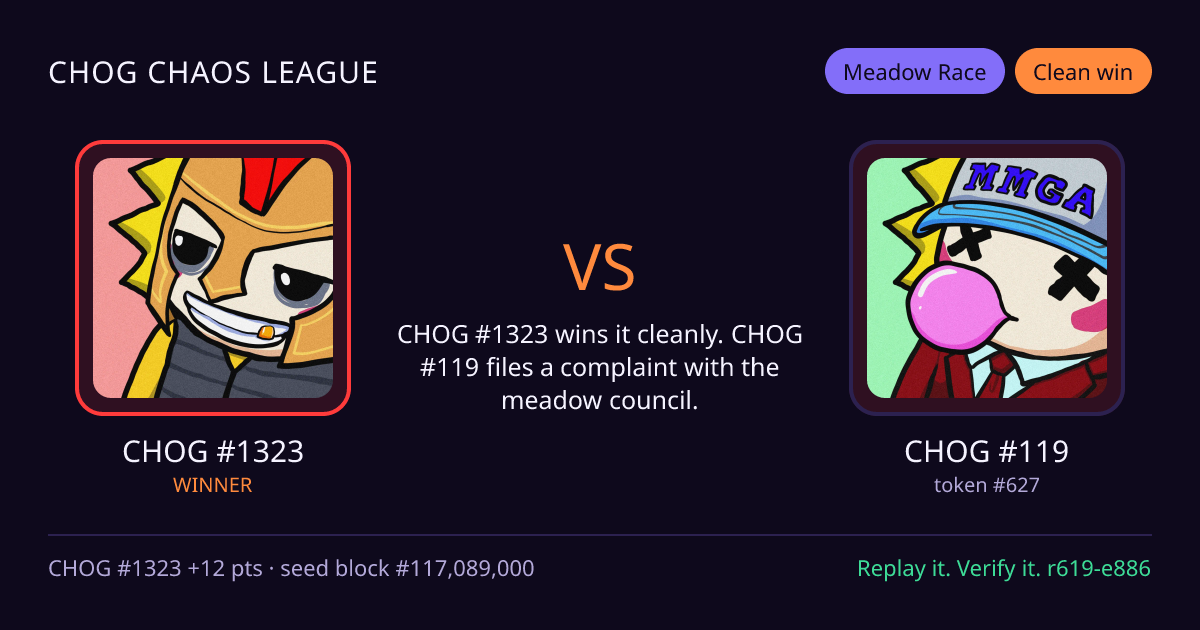 Highlight card: CHOG #1323 versus CHOG #119