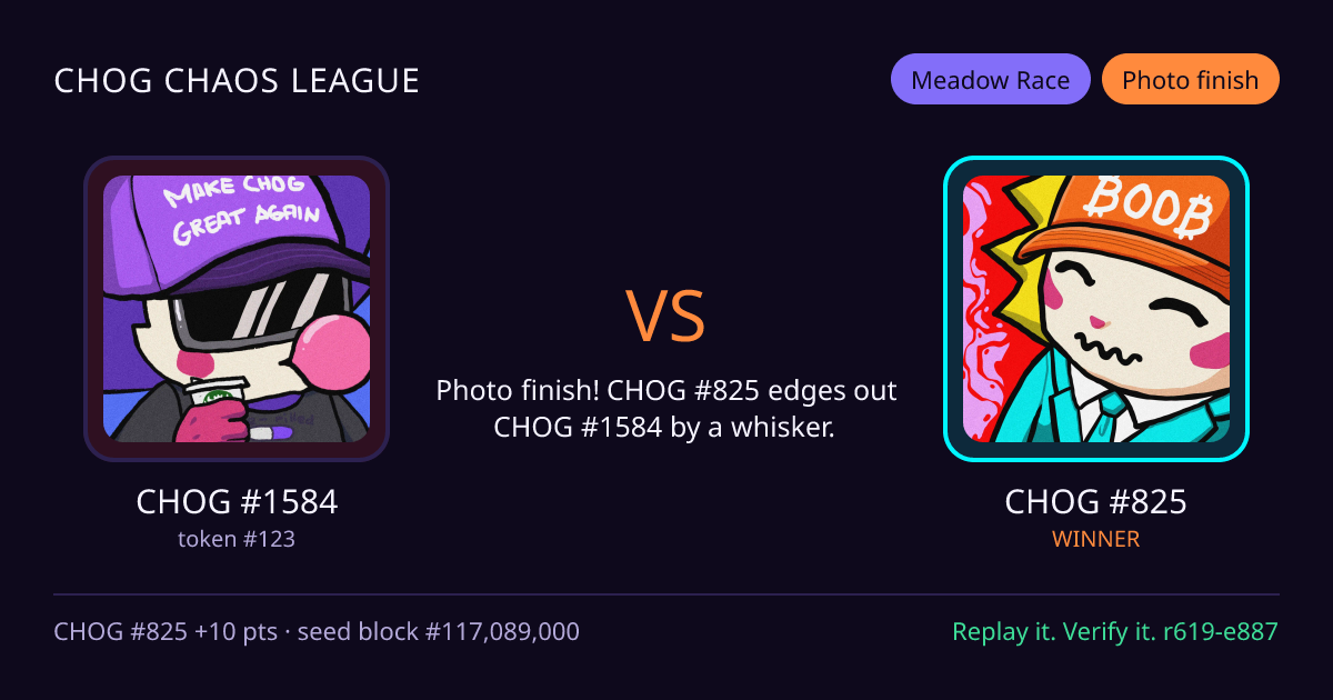 Highlight card: CHOG #1584 versus CHOG #825