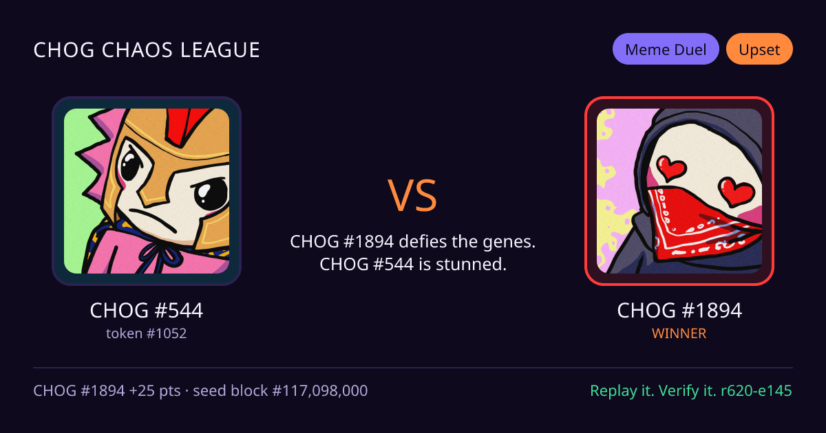 Highlight card: CHOG #544 versus CHOG #1894