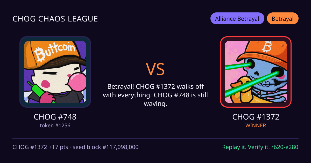 Highlight card: CHOG #748 versus CHOG #1372