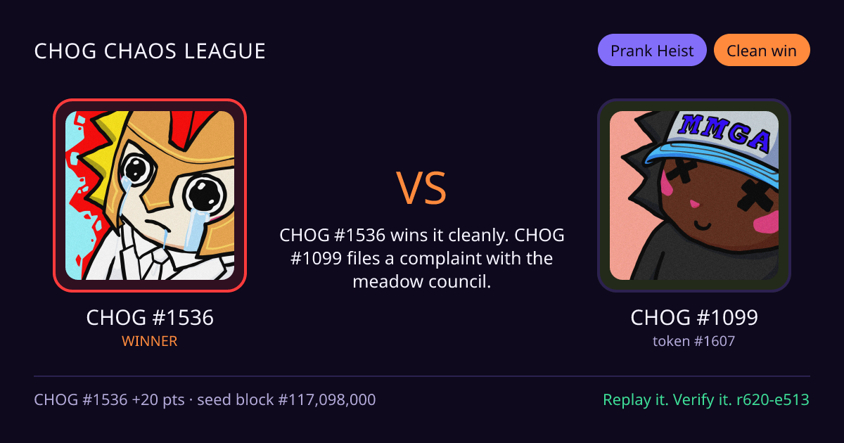 Highlight card: CHOG #1536 versus CHOG #1099