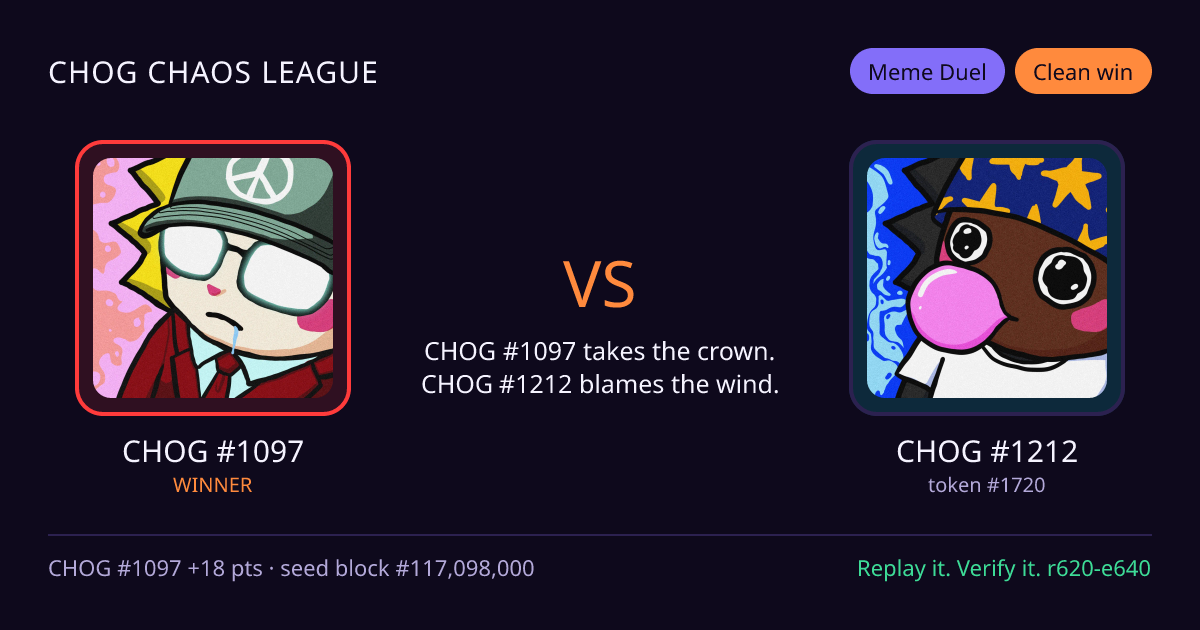 Highlight card: CHOG #1097 versus CHOG #1212