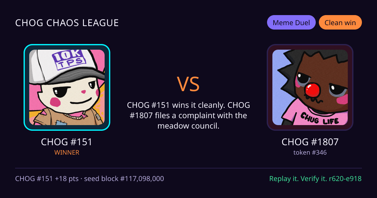 Highlight card: CHOG #151 versus CHOG #1807