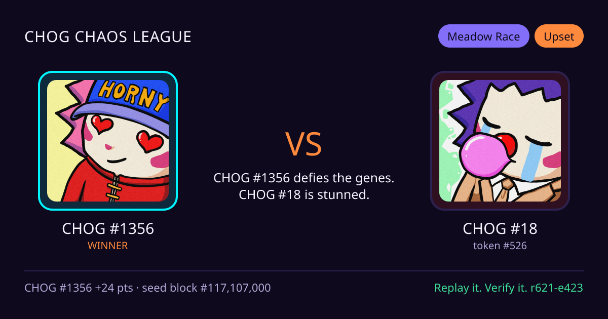 Highlight card: CHOG #1356 versus CHOG #18