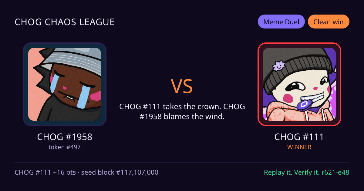 Highlight card: CHOG #1958 versus CHOG #111