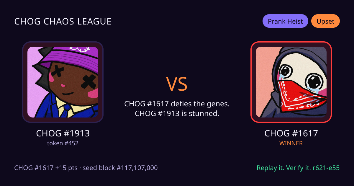 Highlight card: CHOG #1913 versus CHOG #1617