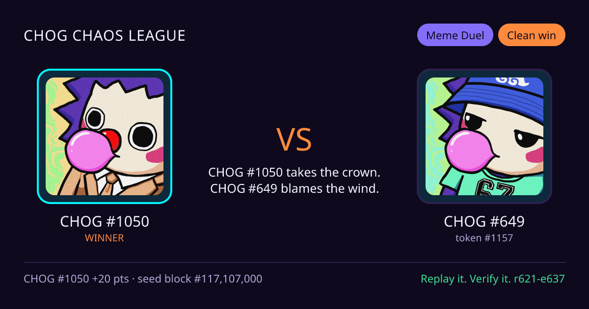 Highlight card: CHOG #1050 versus CHOG #649