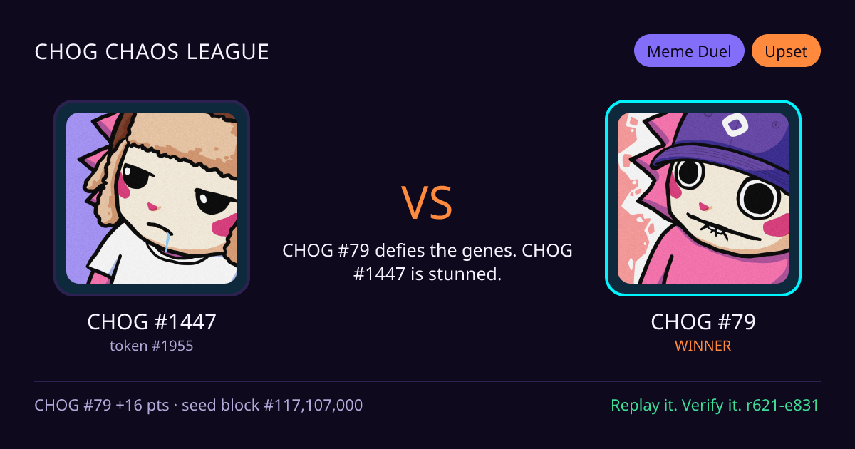 Highlight card: CHOG #1447 versus CHOG #79