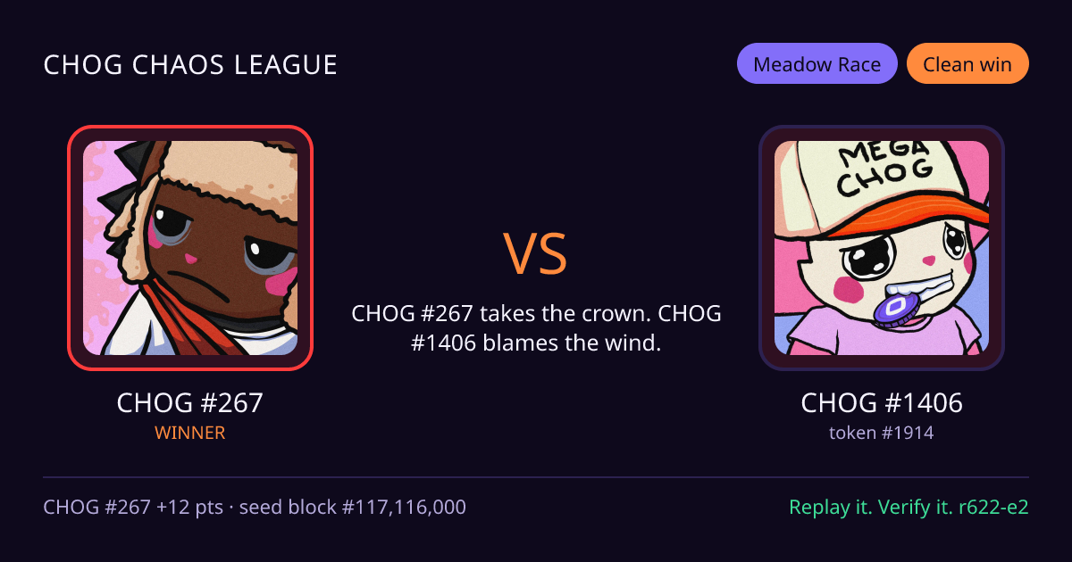 Highlight card: CHOG #267 versus CHOG #1406
