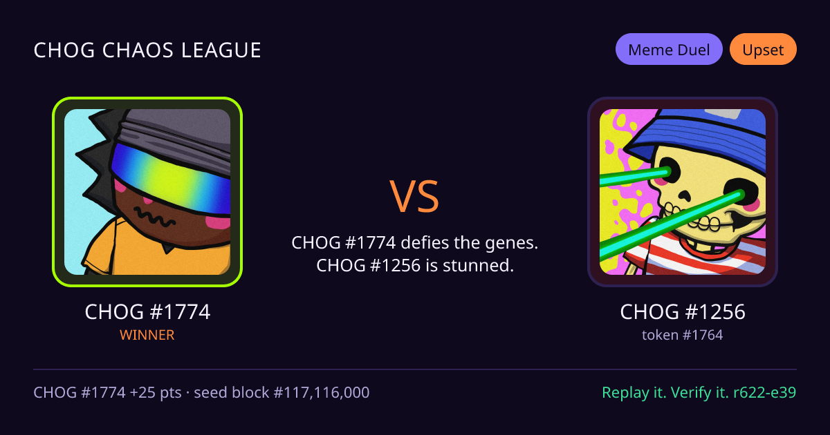 Highlight card: CHOG #1774 versus CHOG #1256