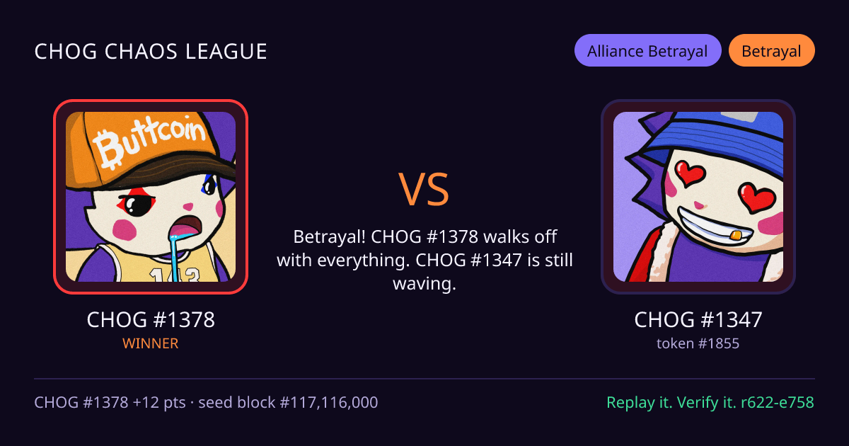 Highlight card: CHOG #1378 versus CHOG #1347