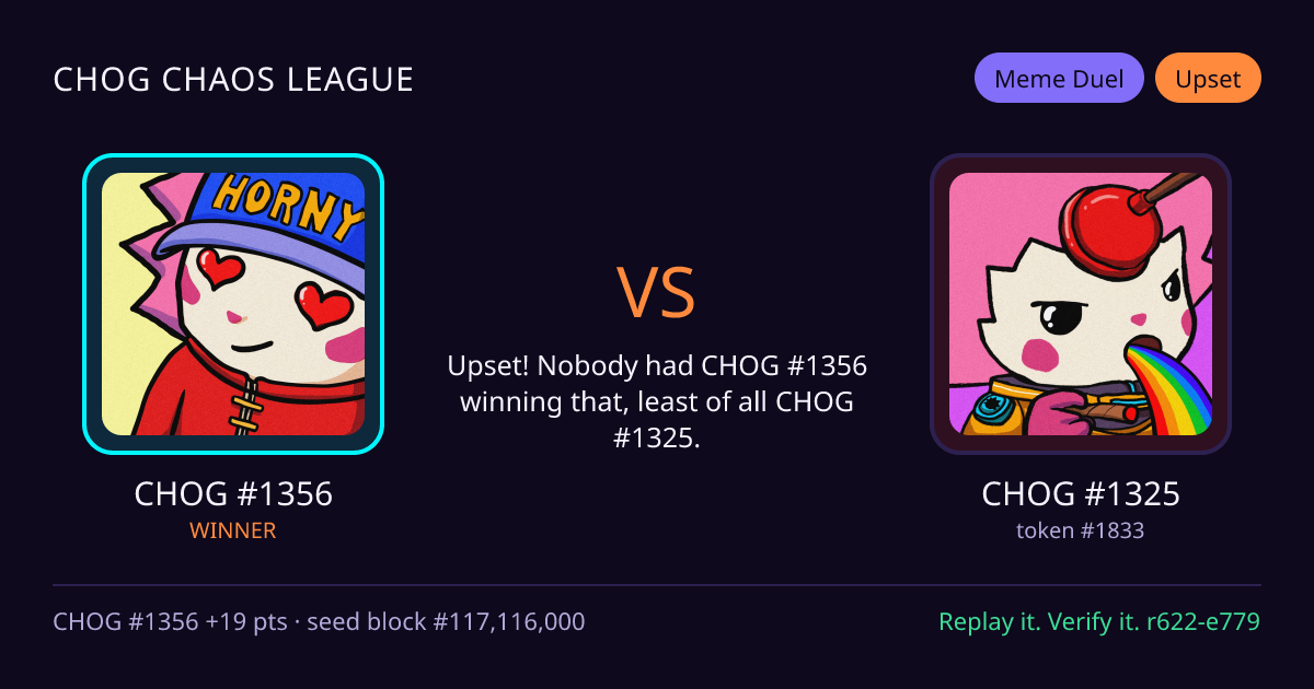 Highlight card: CHOG #1356 versus CHOG #1325